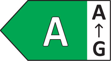 Energy efficiency label, class A, on an A to G scale.