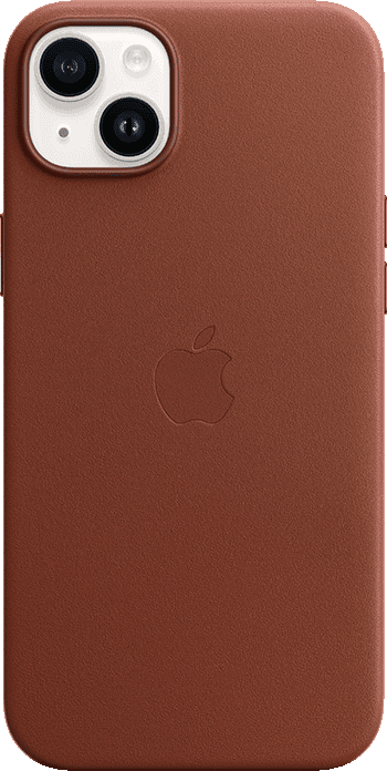 iPhone 14 Plus Starlight Umber Leather Case with MagSafe Pure Back Screen USEN