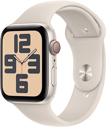 Apple Watch SE LTE 44mm Starlight Aluminum Starlight Sport Band PDP 1