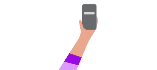 Hånd holder en mobil med returkode