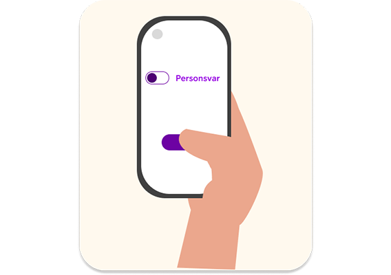 Illustrasjon av en hånd holder en mobil og skrur av Personsvar