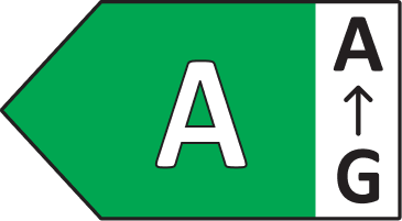 Energy efficiency label, class A, on an A to G scale.