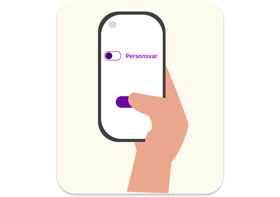 Illustrasjon av en hånd holder en mobil og skrur av Personsvar