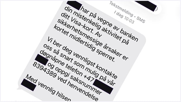 SMS fra bank ang svindel