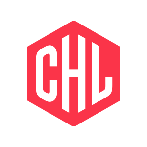 White CHL letters in a red hexagon.
