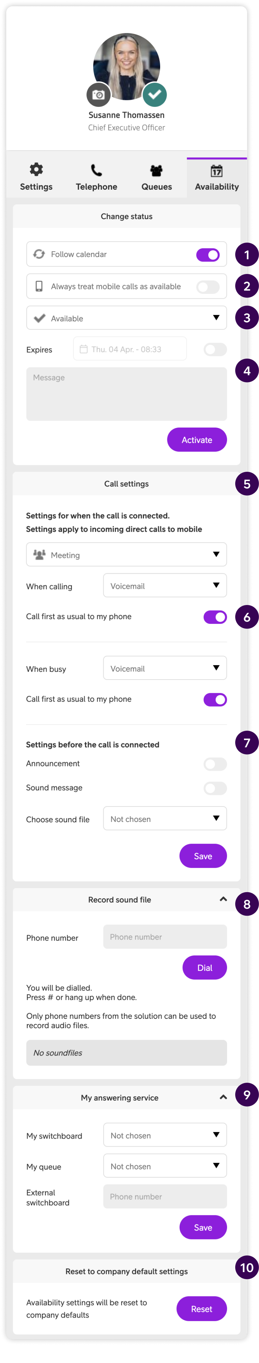 Telia Smart Connect, Min Profil - Tilgjengelighet