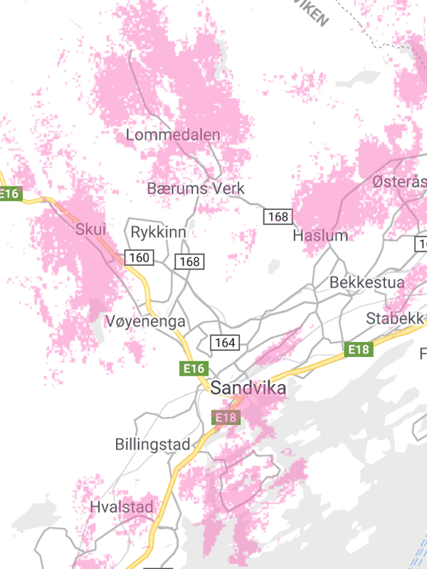 Dekningskart over Bærum