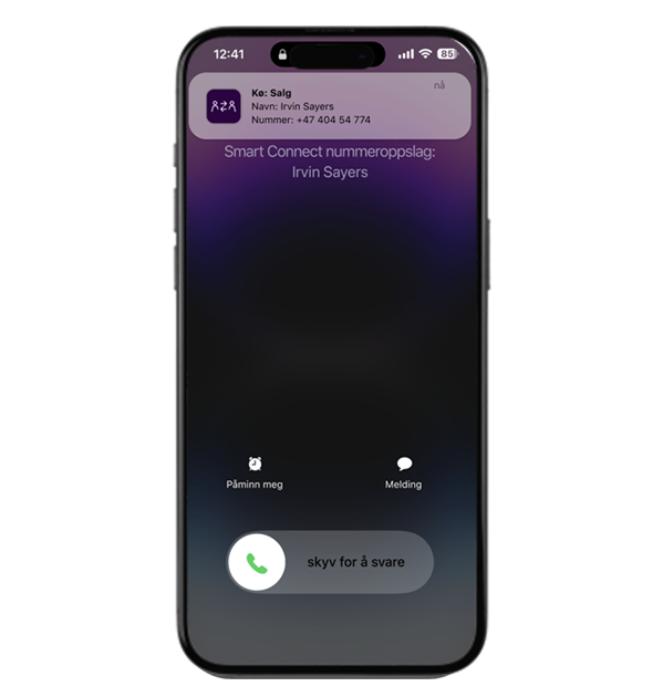 Skjermdump av  Telia Smart Connect