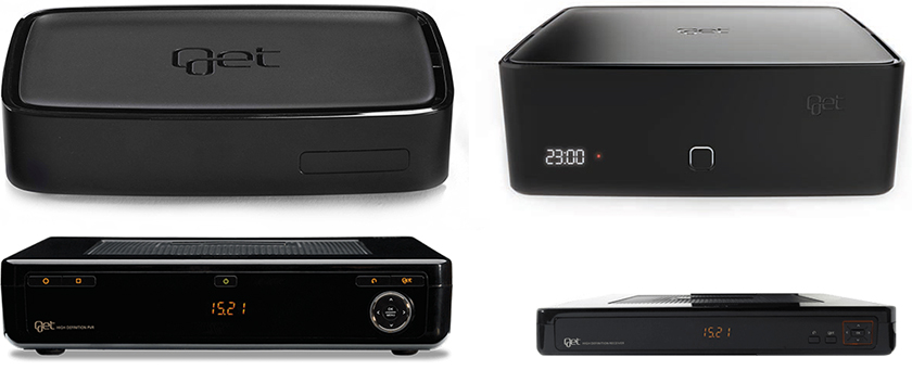 Gamle TV-bokser: TV box Mikro, Get box II, HD PVR og HDI-boks.