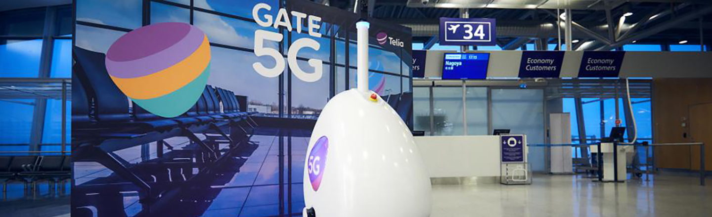 Telias 5G-robot på flyplassen i Helsingfors