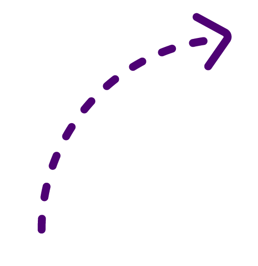 A dashed purple arrow curving upwards from bottom-left to top-right.