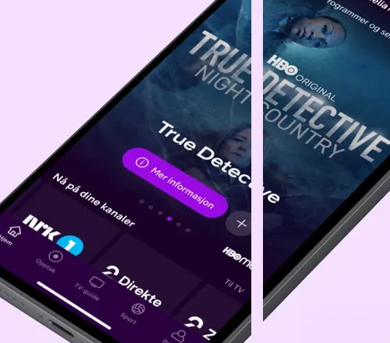 Skjermbilder fra Telia Play-appen for mobiltelefon
