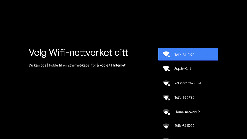Velg nettverk