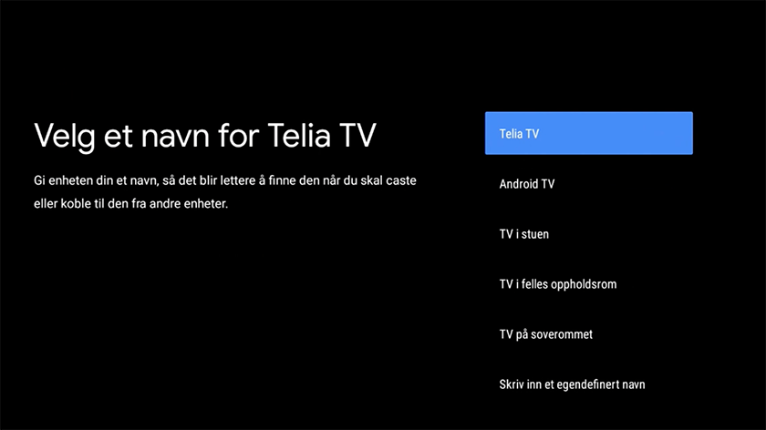 Velg hva du vil at TV-boksen skal hete