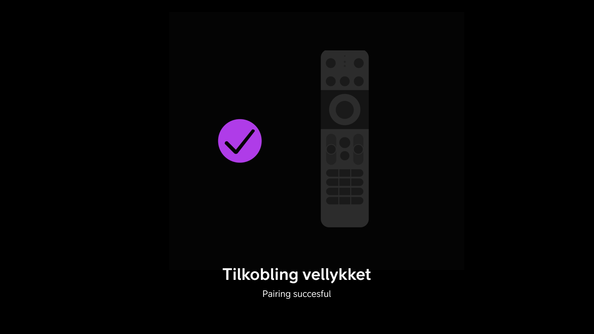 Parring av fjernkontroll vellykket
