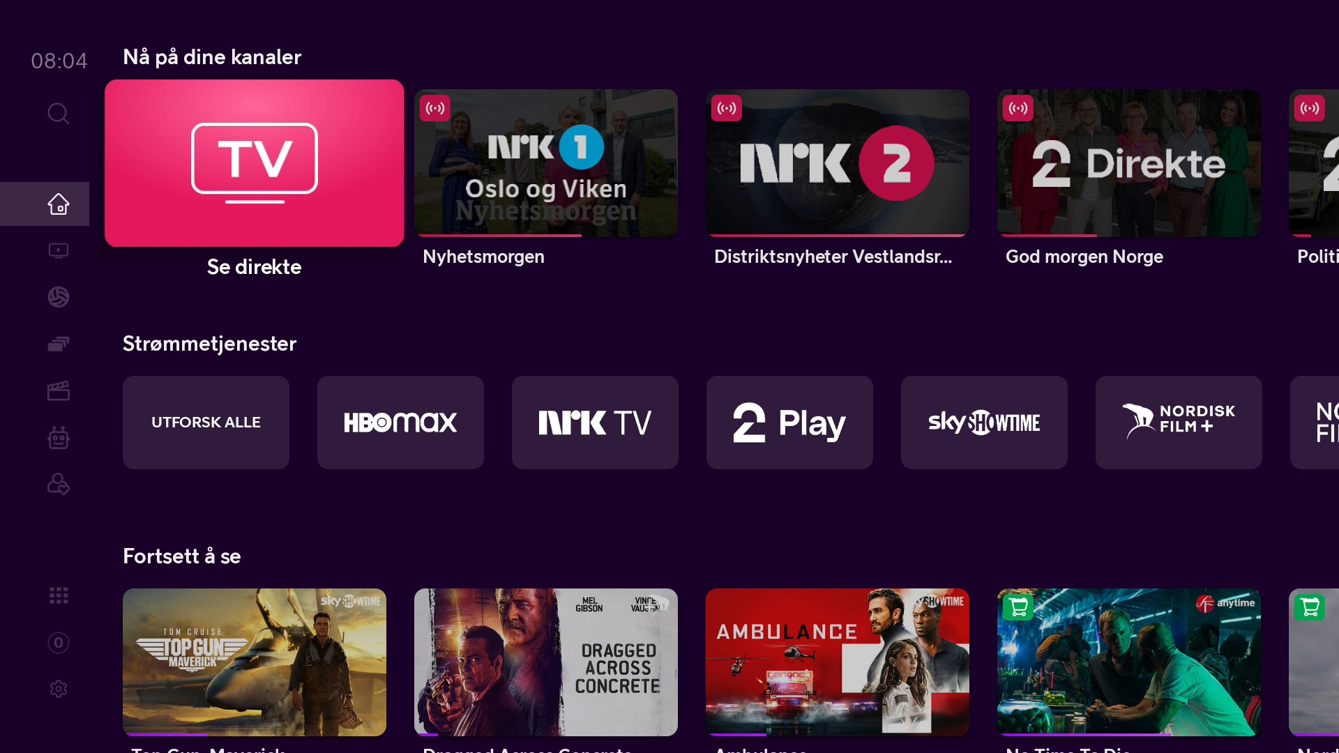 Velkomstskjerm Telia Play